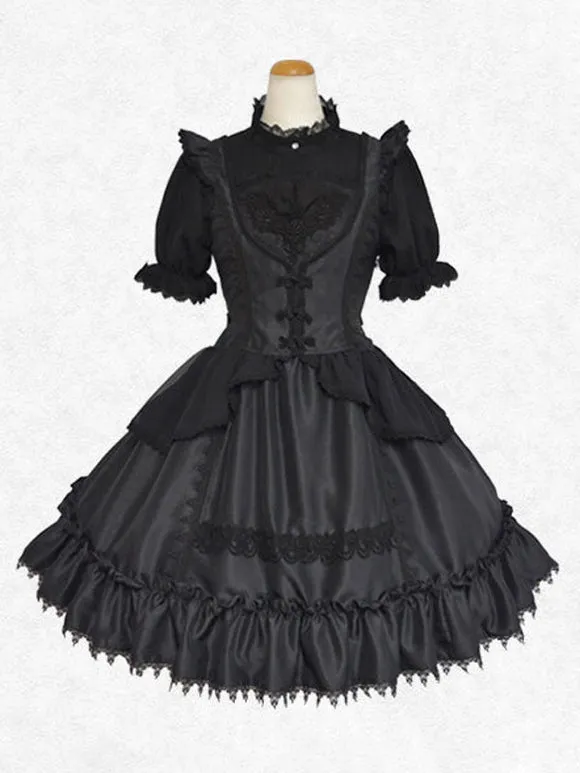 Classical Lolita Dress Polyester Sleeveless Classic Lolita Dresses Black