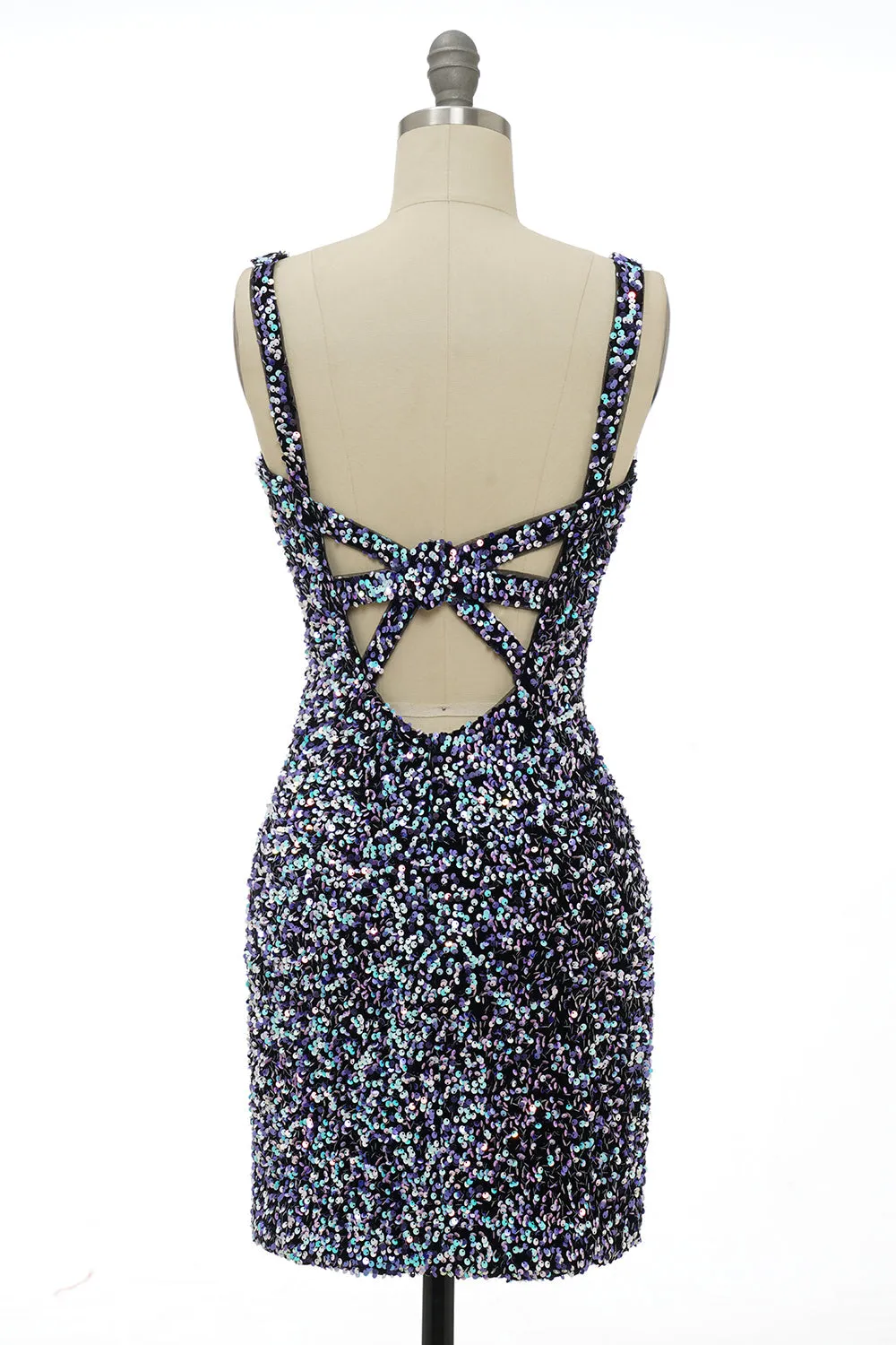 Classy Royal Blue Sheath V Neck Sequin Fitted Short Homecoming Dress
