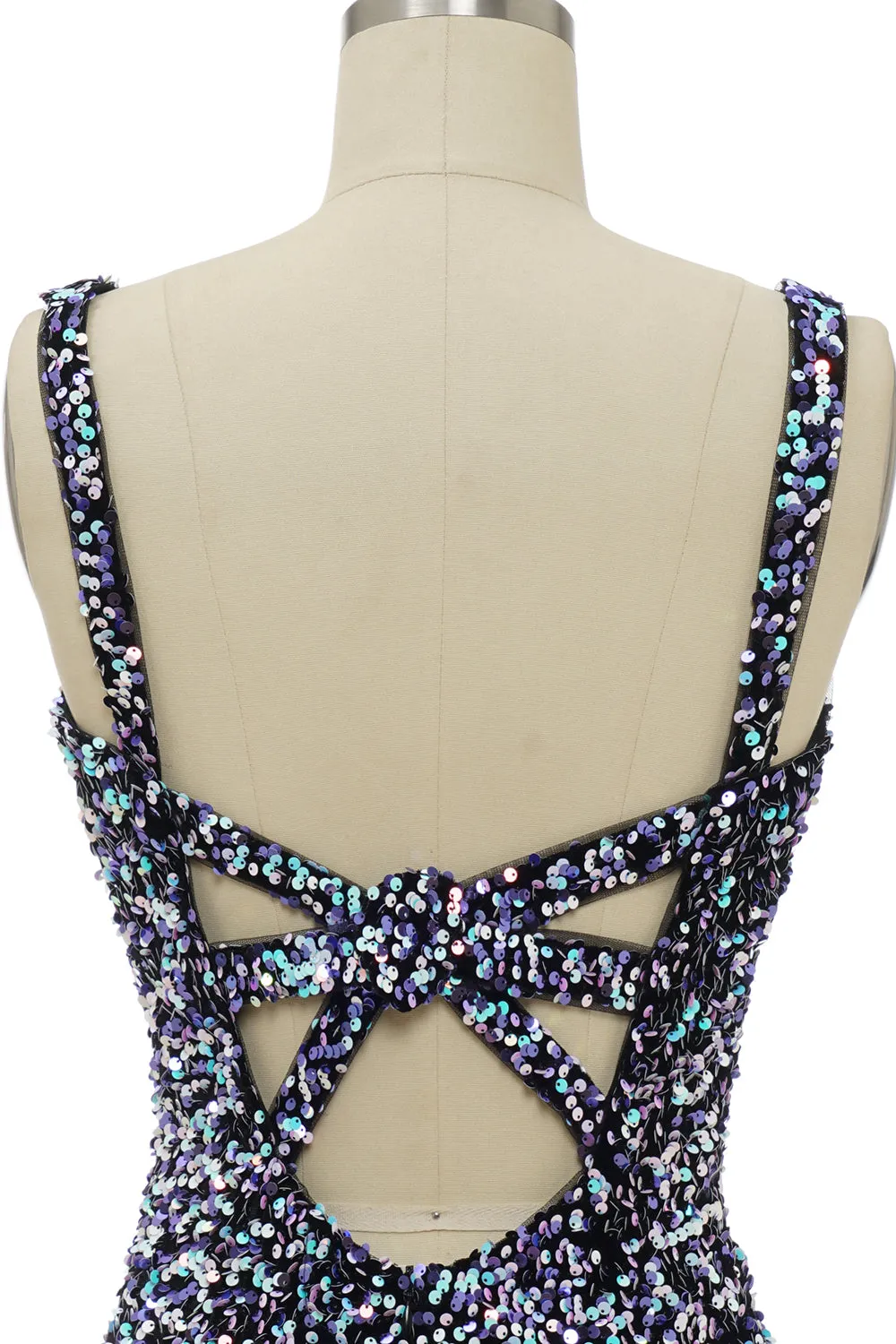Classy Royal Blue Sheath V Neck Sequin Fitted Short Homecoming Dress