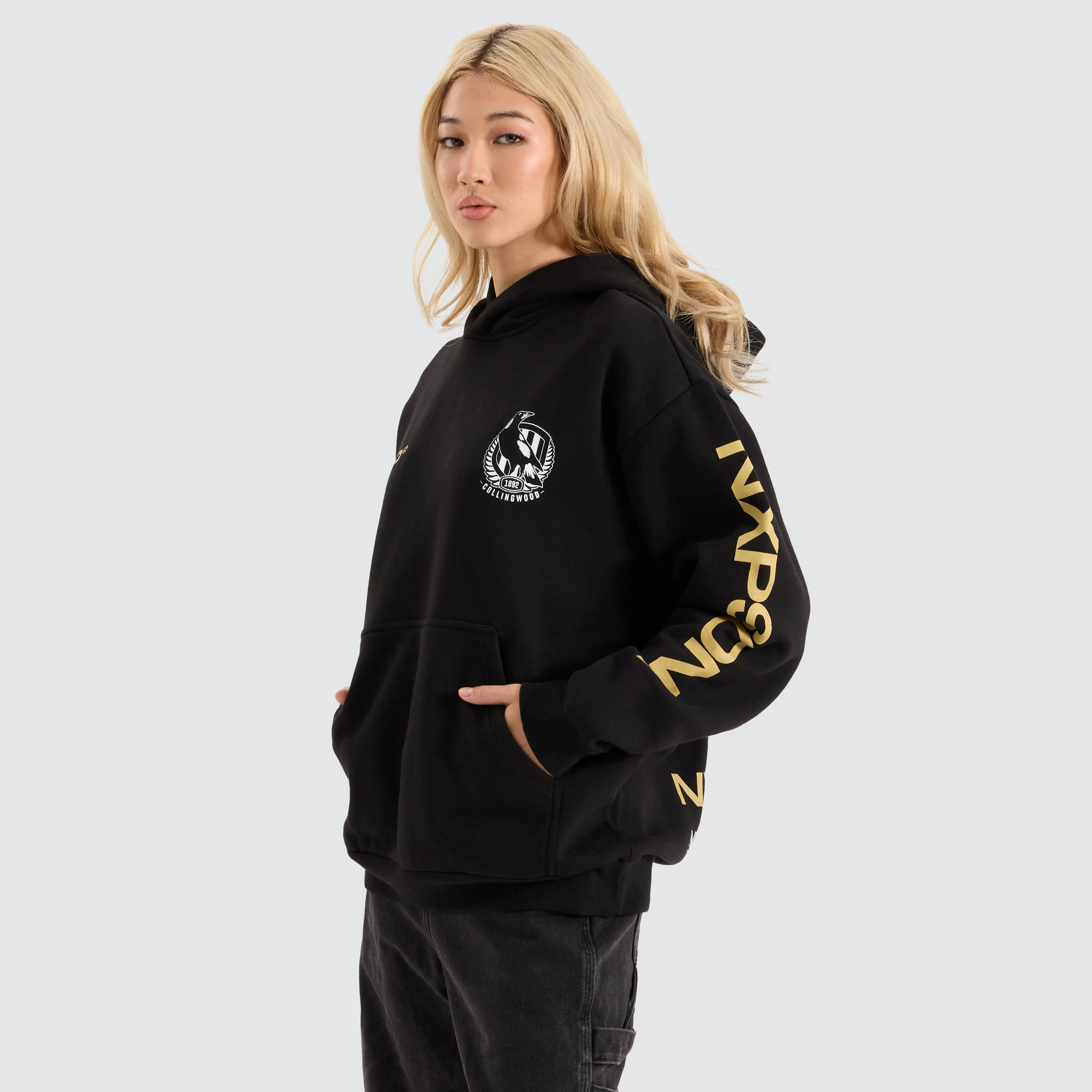 Collingwood Magpies AFL Relaxed Hoodie Jet Black