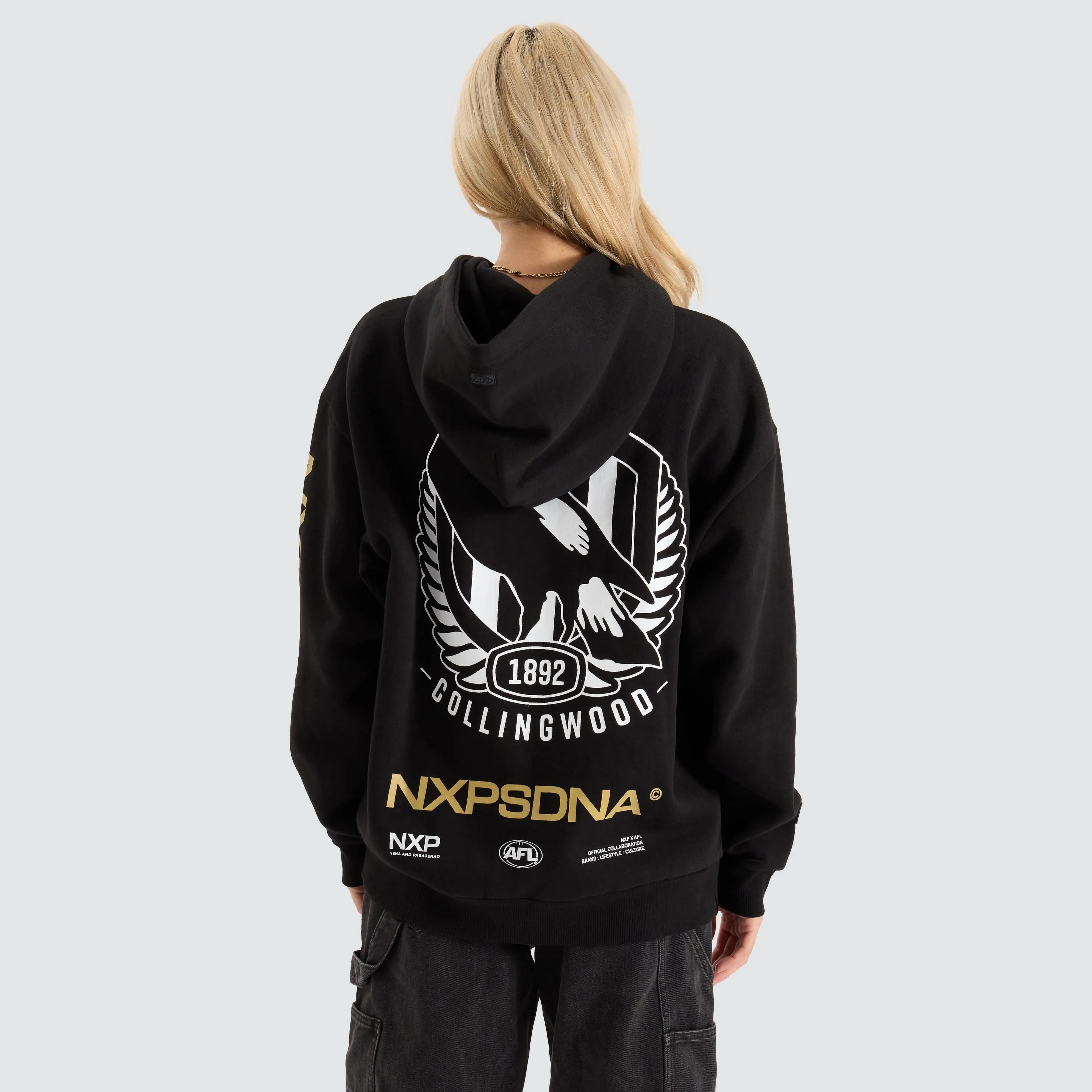 Collingwood Magpies AFL Relaxed Hoodie Jet Black