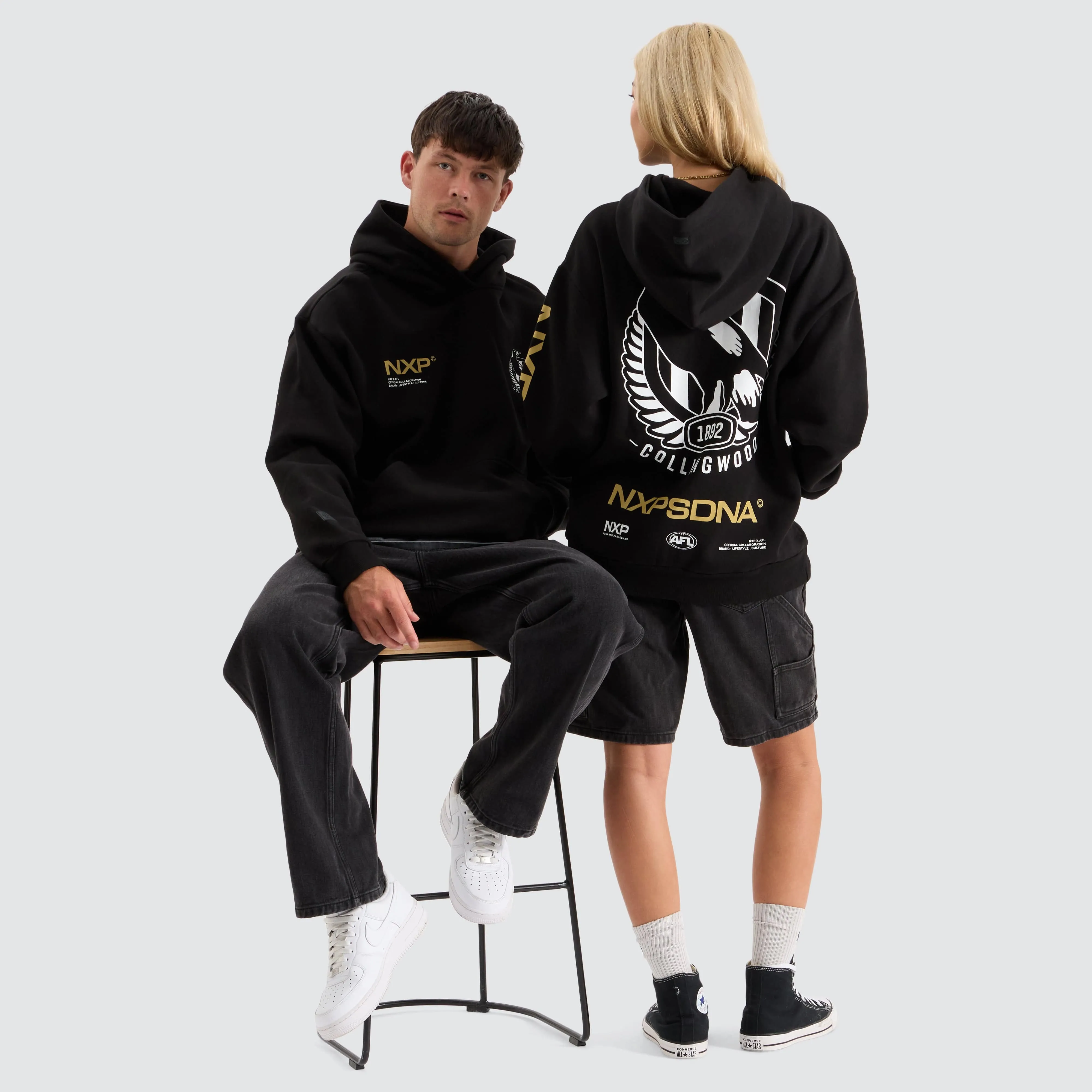 Collingwood Magpies AFL Relaxed Hoodie Jet Black