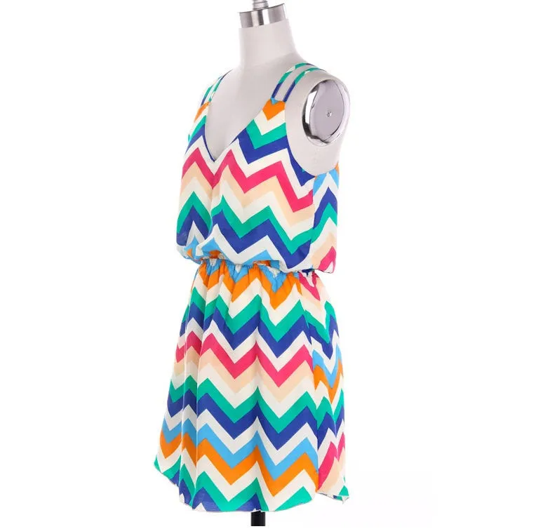 Colorful Tank Top Chevron Dress