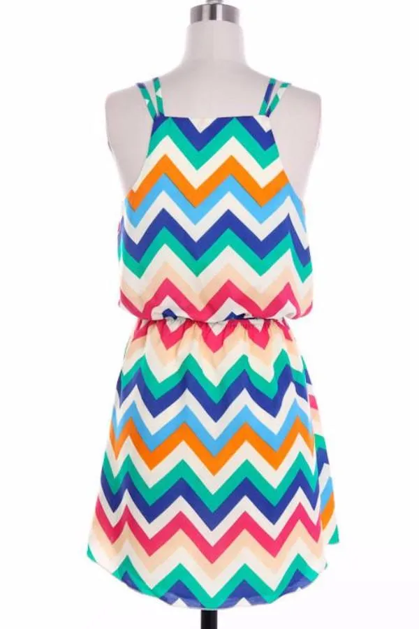 Colorful Tank Top Chevron Dress