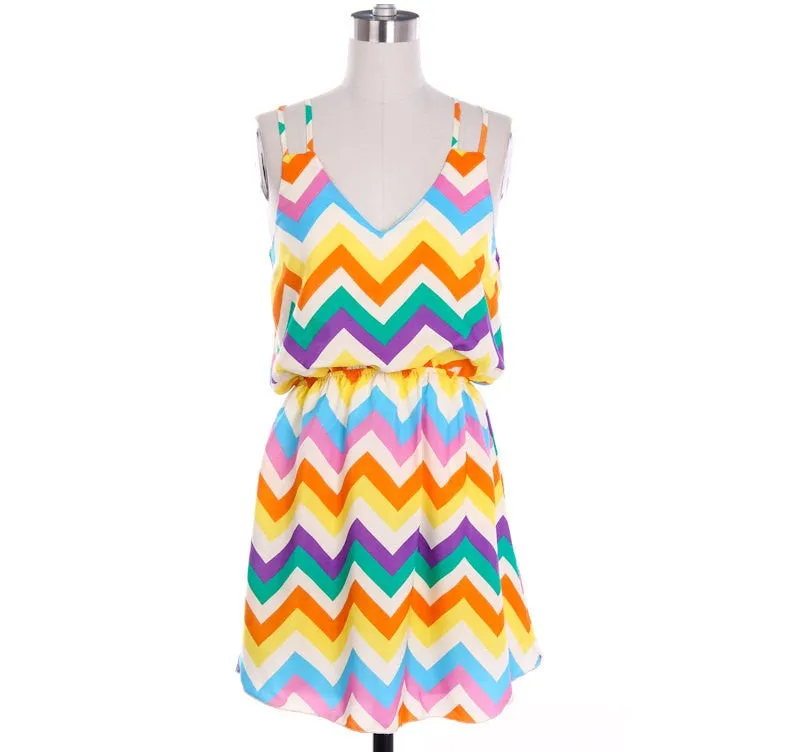 Colorful Tank Top Chevron Dress