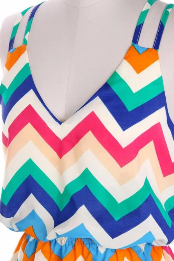 Colorful Tank Top Chevron Dress