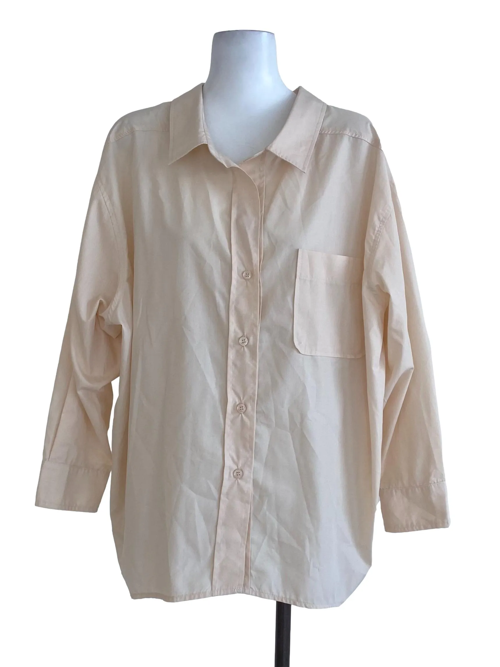 Cream Plain Oversize Shirt