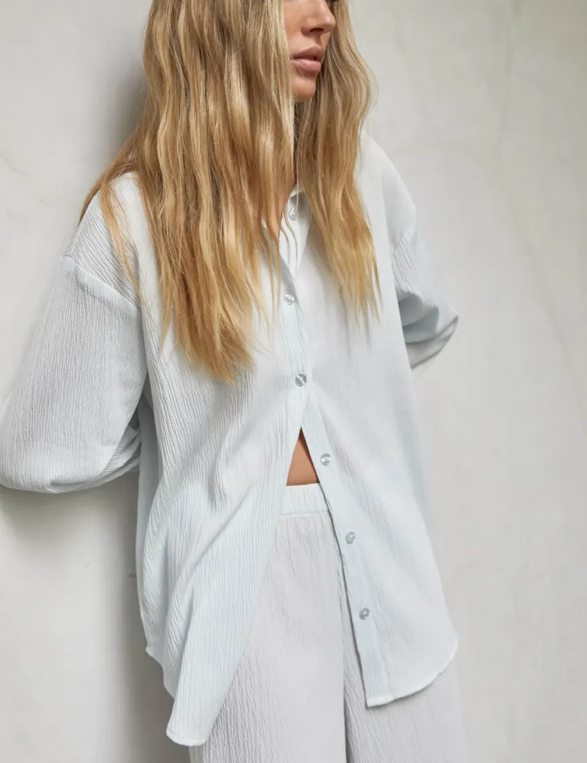 Crinkle Button Up