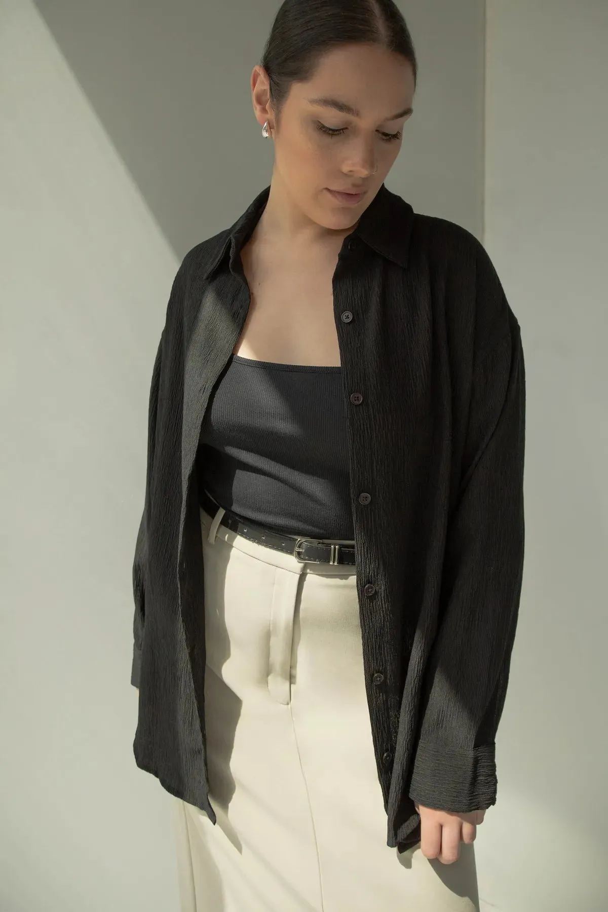 Crinkle Button Up