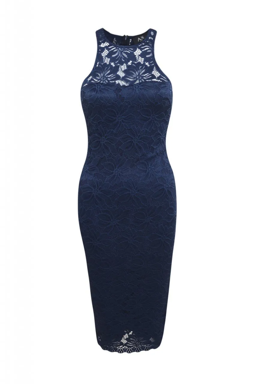 Cut In Neck Lace Bodycon Dress