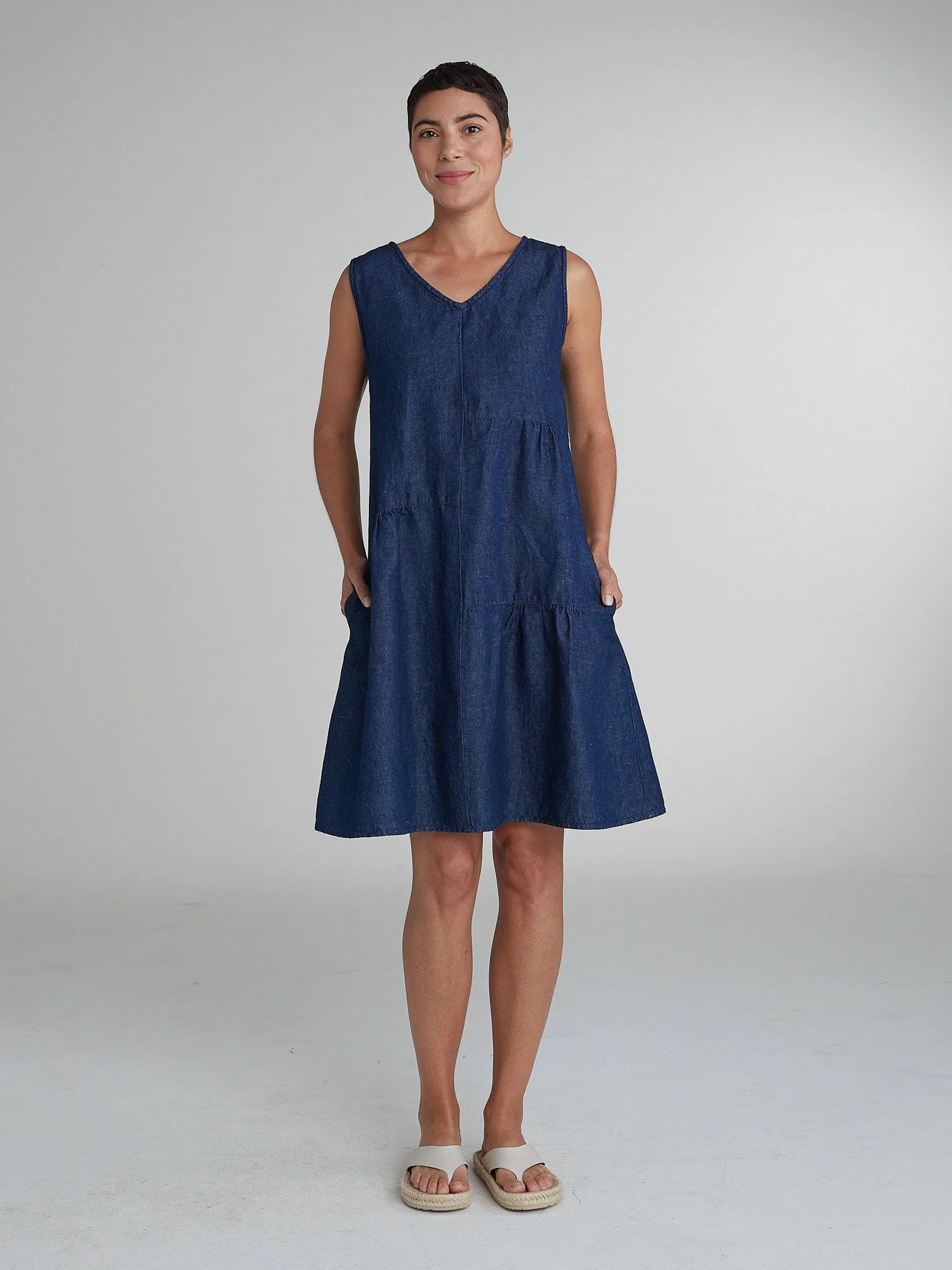 Cut Loose Flax Denim Patch Dress, Style #0450784