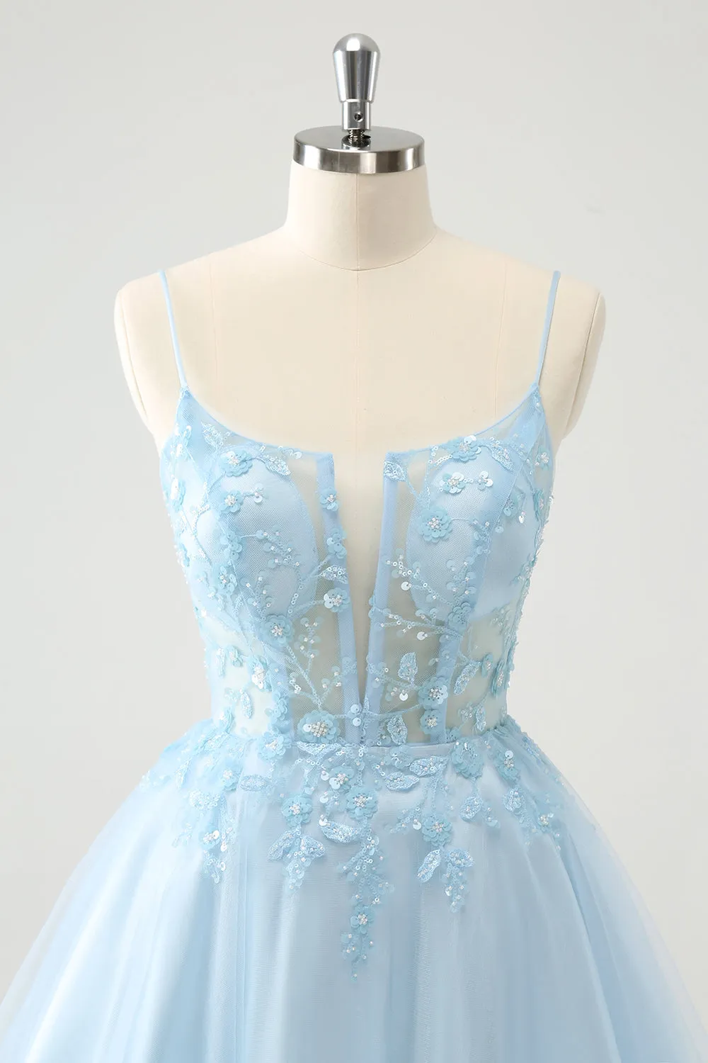 Cute Blush A Line Spaghetti Straps Corset Short Homecoming Dress with Appliques