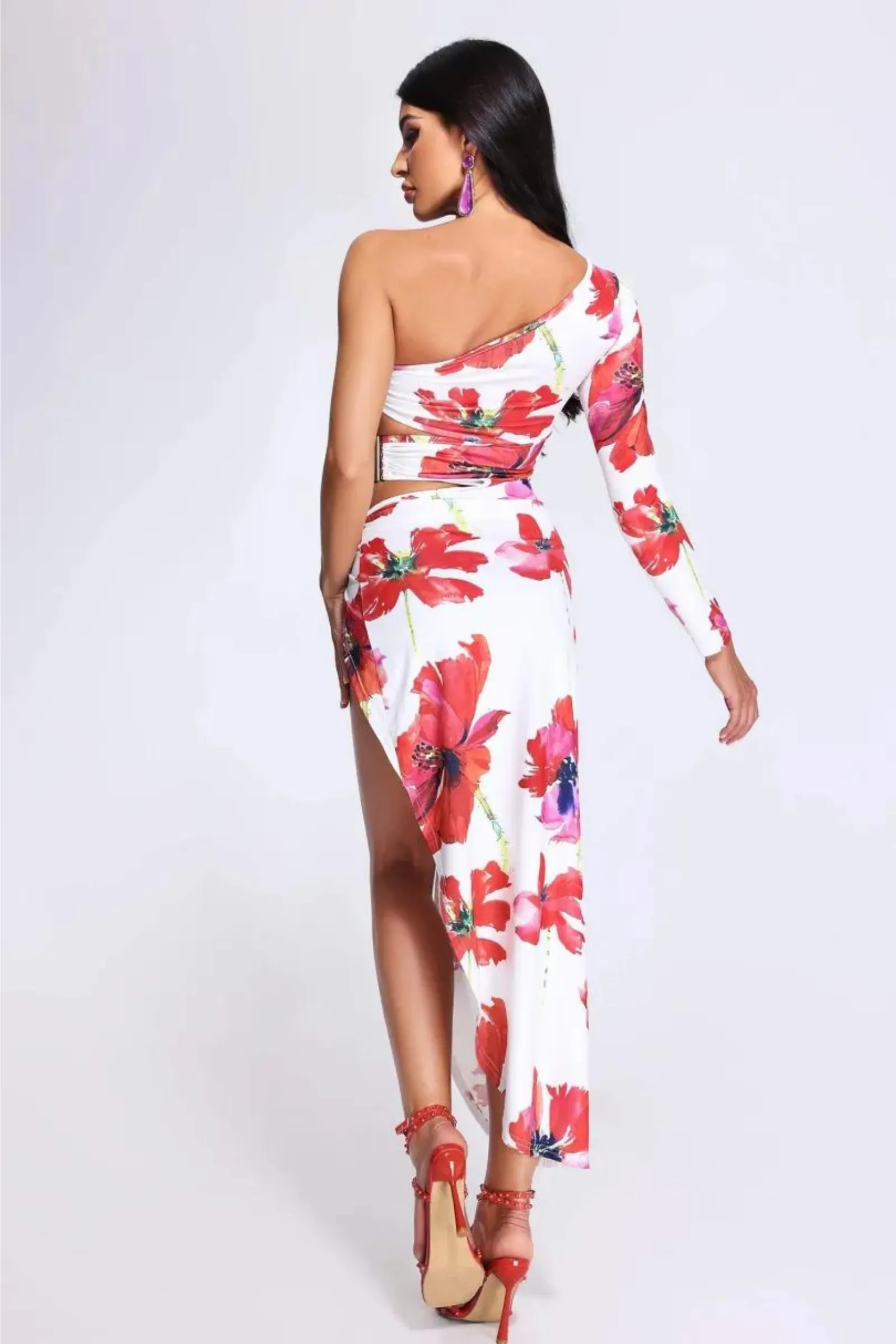 Dahlia One Shoulder Printed Dress- Miss Molly brand