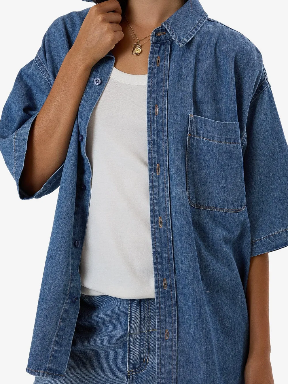 DARIAN DENIM SHIRT - DARK DUST BLUE