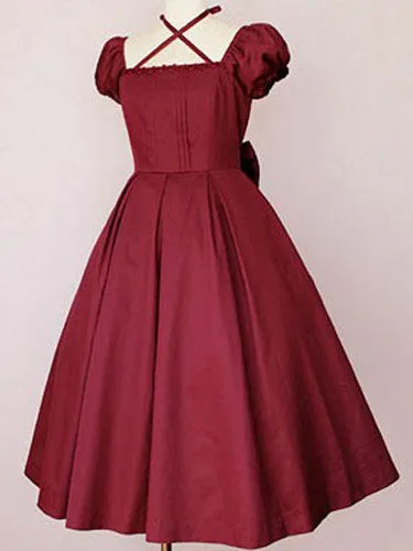 Dark Navy Lolita Dress OP Classic Short Sleeve Cotton Lolita One Piece Dress