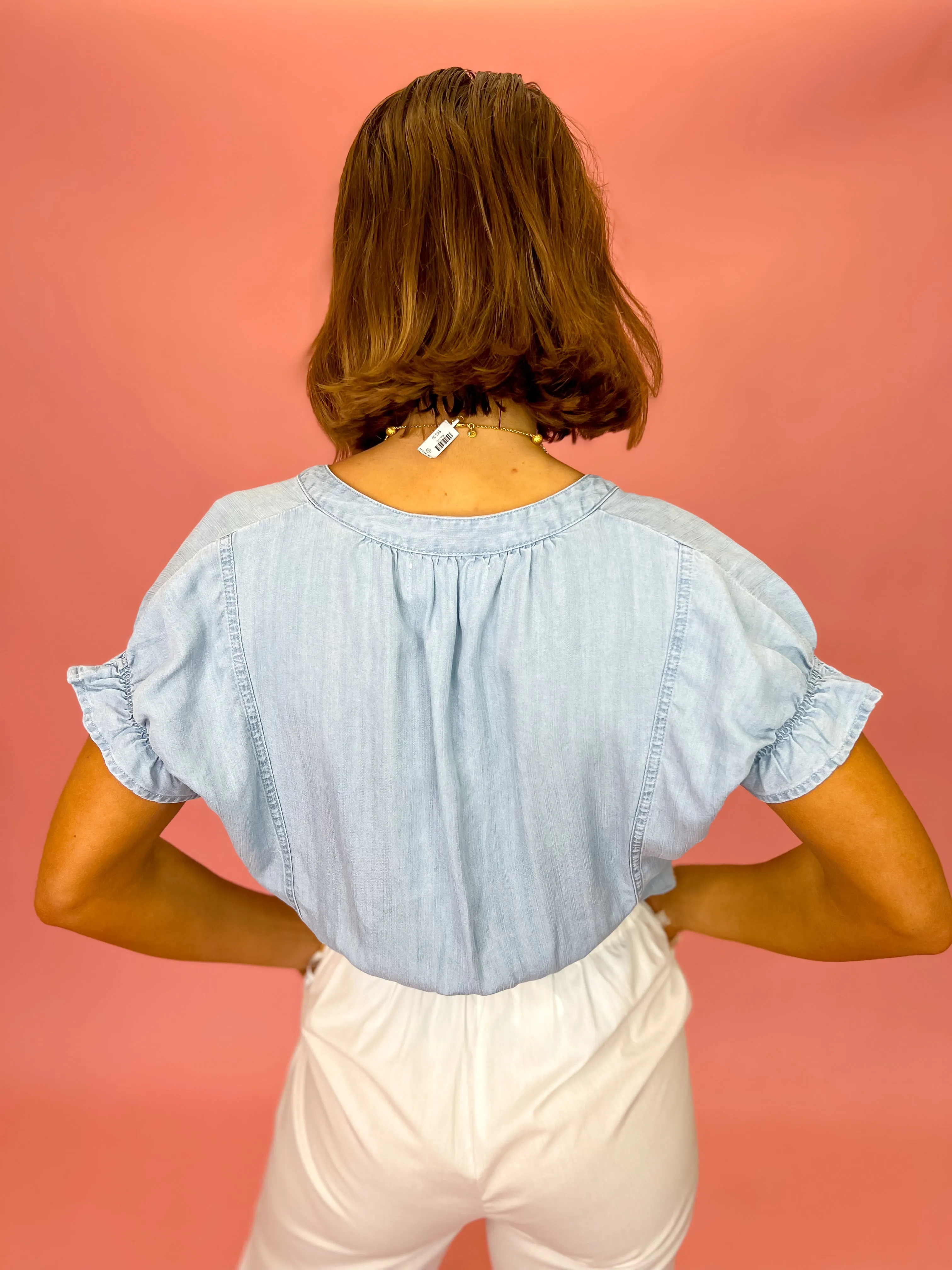[Dear John] Julia V-neck Blouse- Carolina Blue