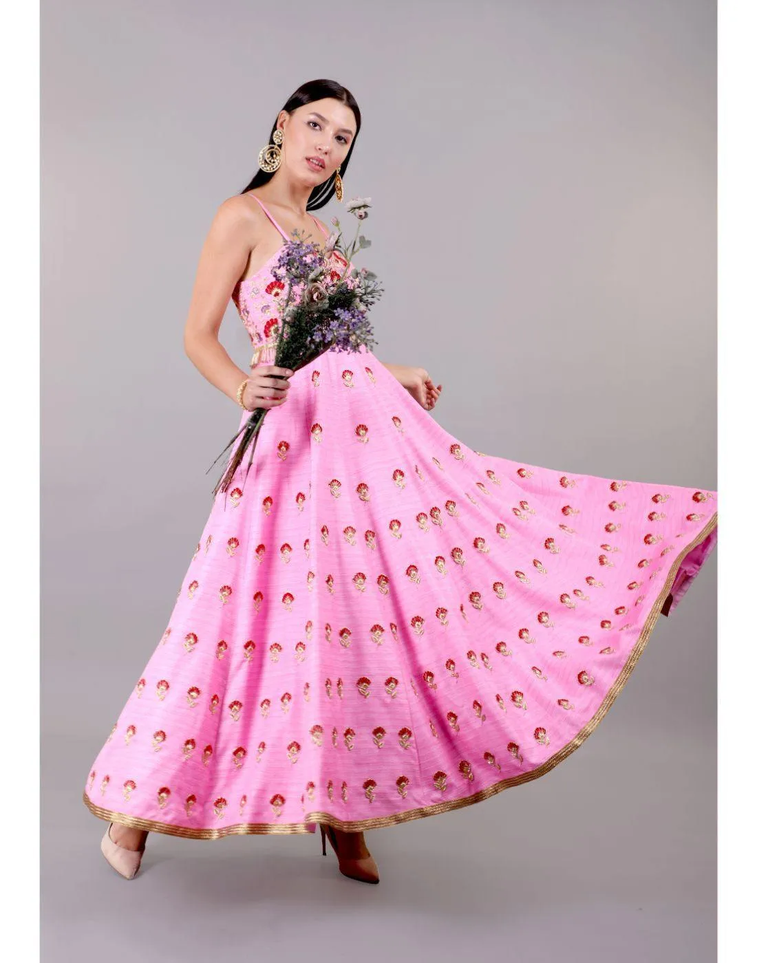 Designer Rashika's Blush Pink Hand Embroidered Lyla Gowns for Rent