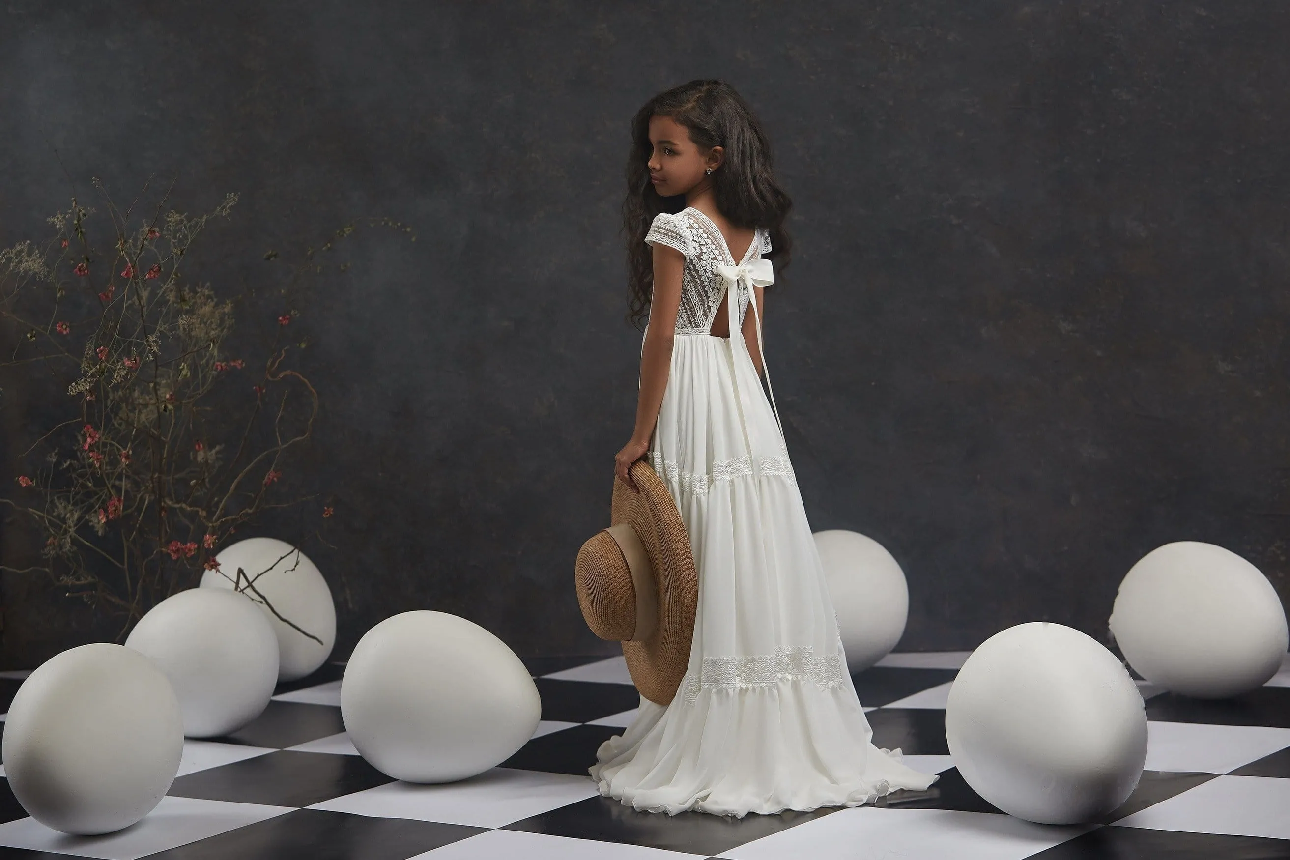 Destination Wedding Boho Flower Girl Lace Dress