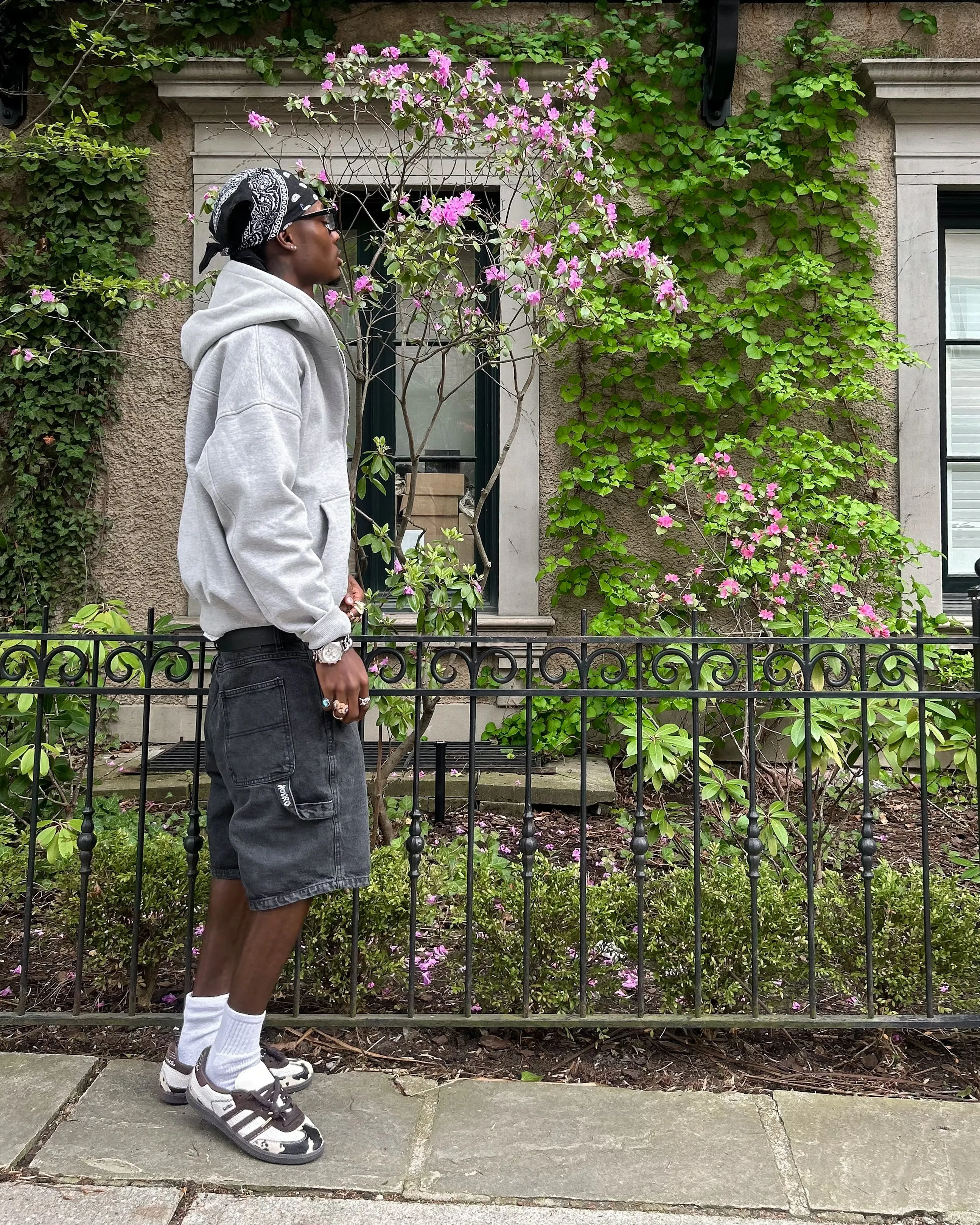 Drop Shoulder Zip Hoodie - Grey