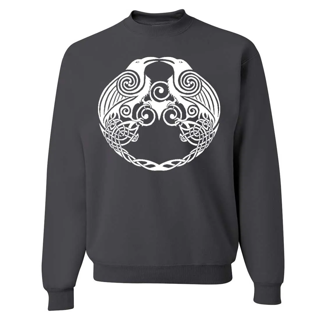Dual Raven White Print Crewneck Sweatshirt