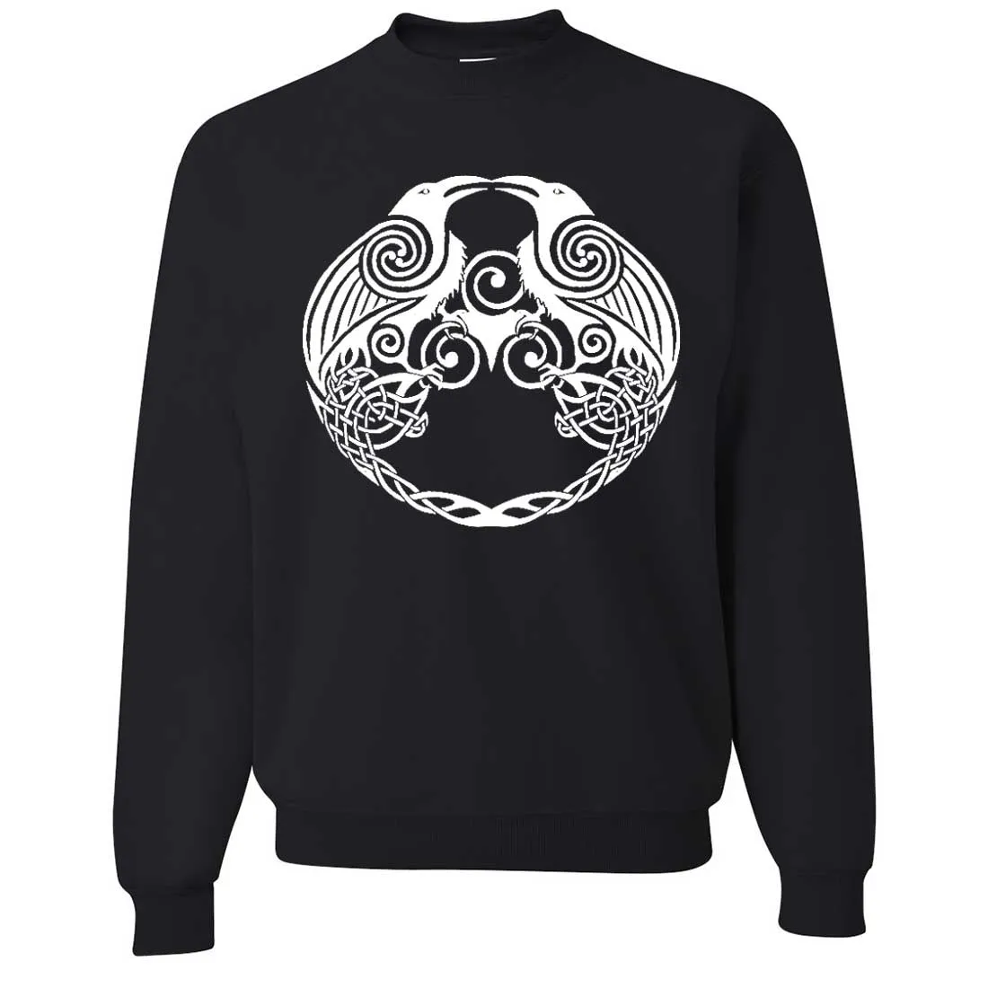 Dual Raven White Print Crewneck Sweatshirt