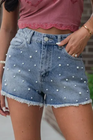 Dusk Dreams Pearl Denim Shorts – Medium Wash