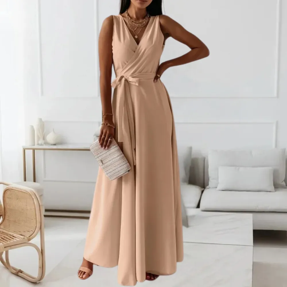 Elegant ladies maxi dress with v-neckline
