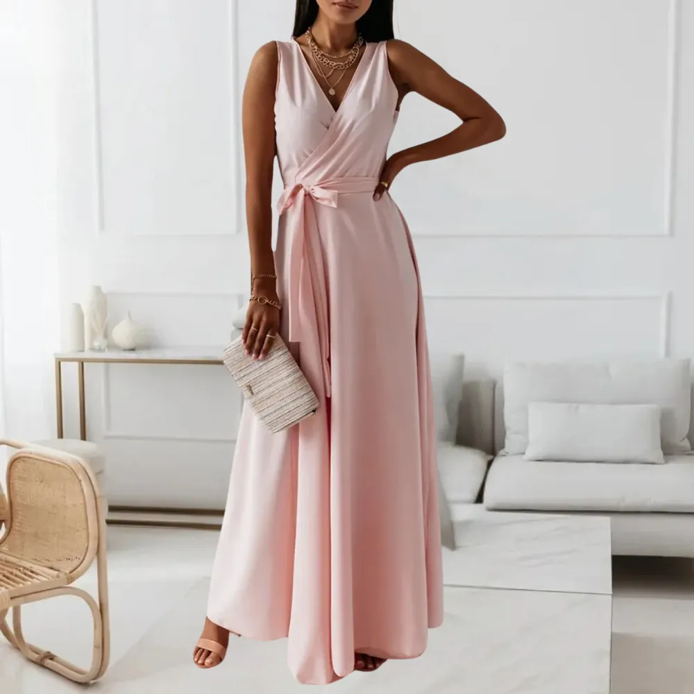 Elegant ladies maxi dress with v-neckline