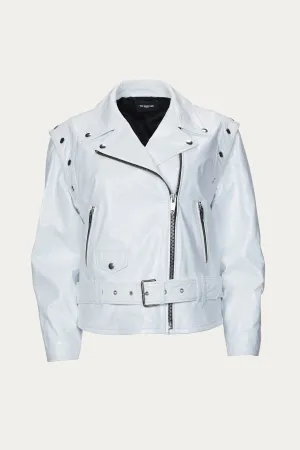 EMBELLISHED CONVERTIBLE LEATHER JACKET