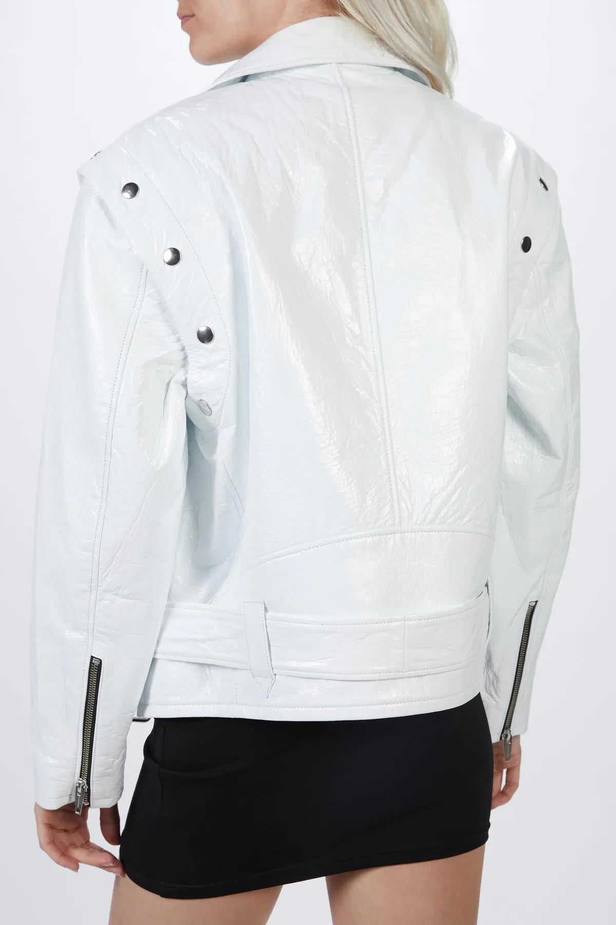 EMBELLISHED CONVERTIBLE LEATHER JACKET