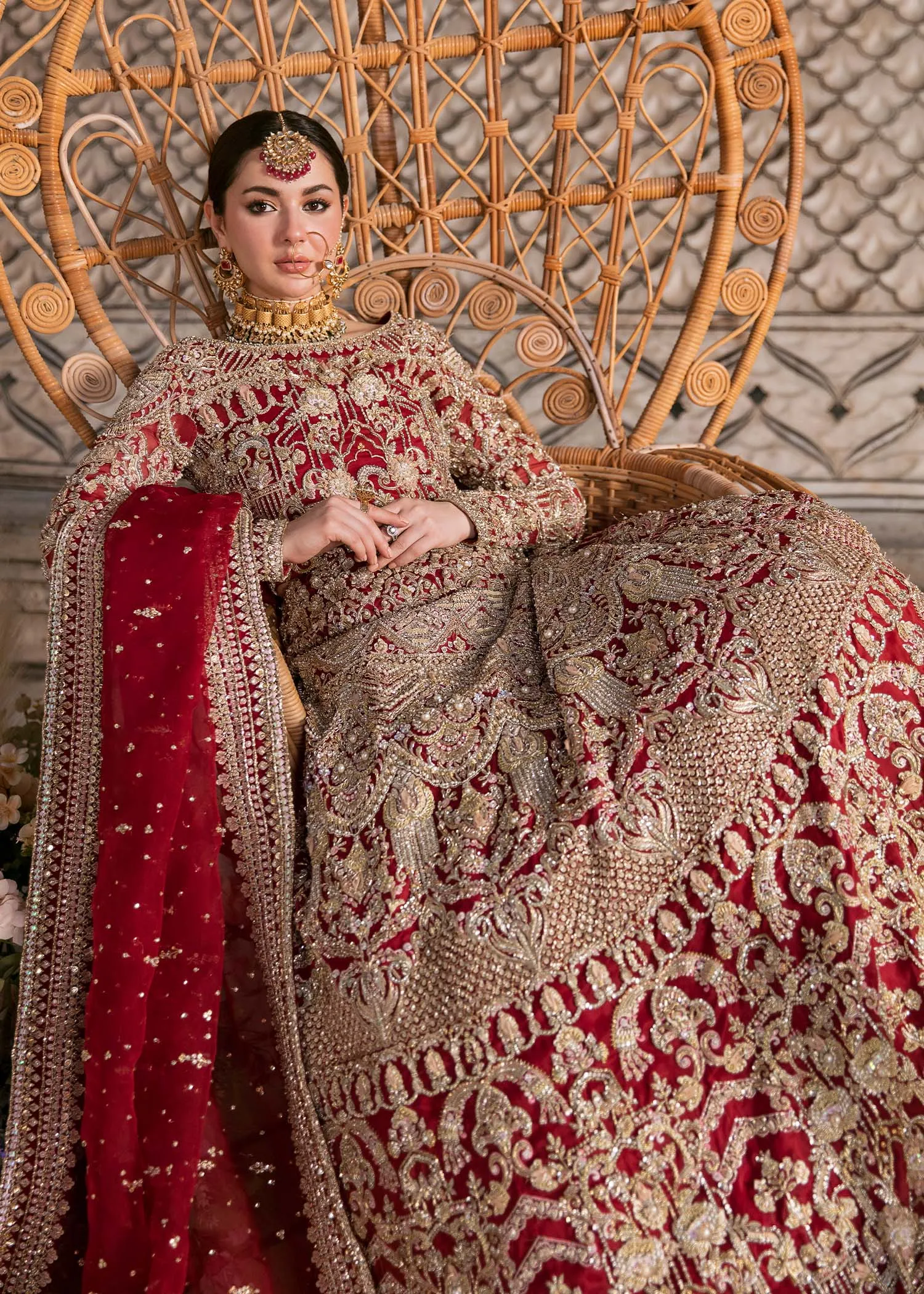 Embellished Red Lehenga Choli Pakistani Wedding Dresses