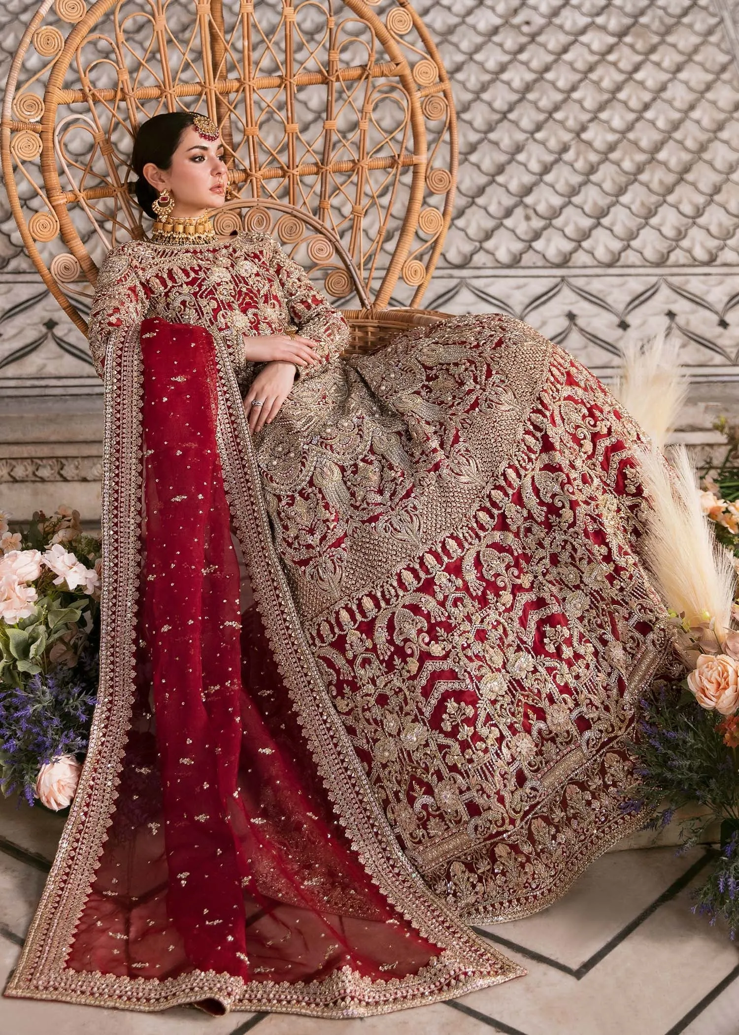 Embellished Red Lehenga Choli Pakistani Wedding Dresses