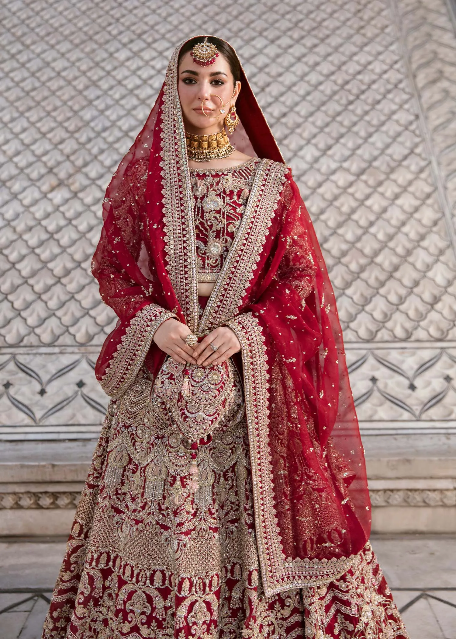 Embellished Red Lehenga Choli Pakistani Wedding Dresses