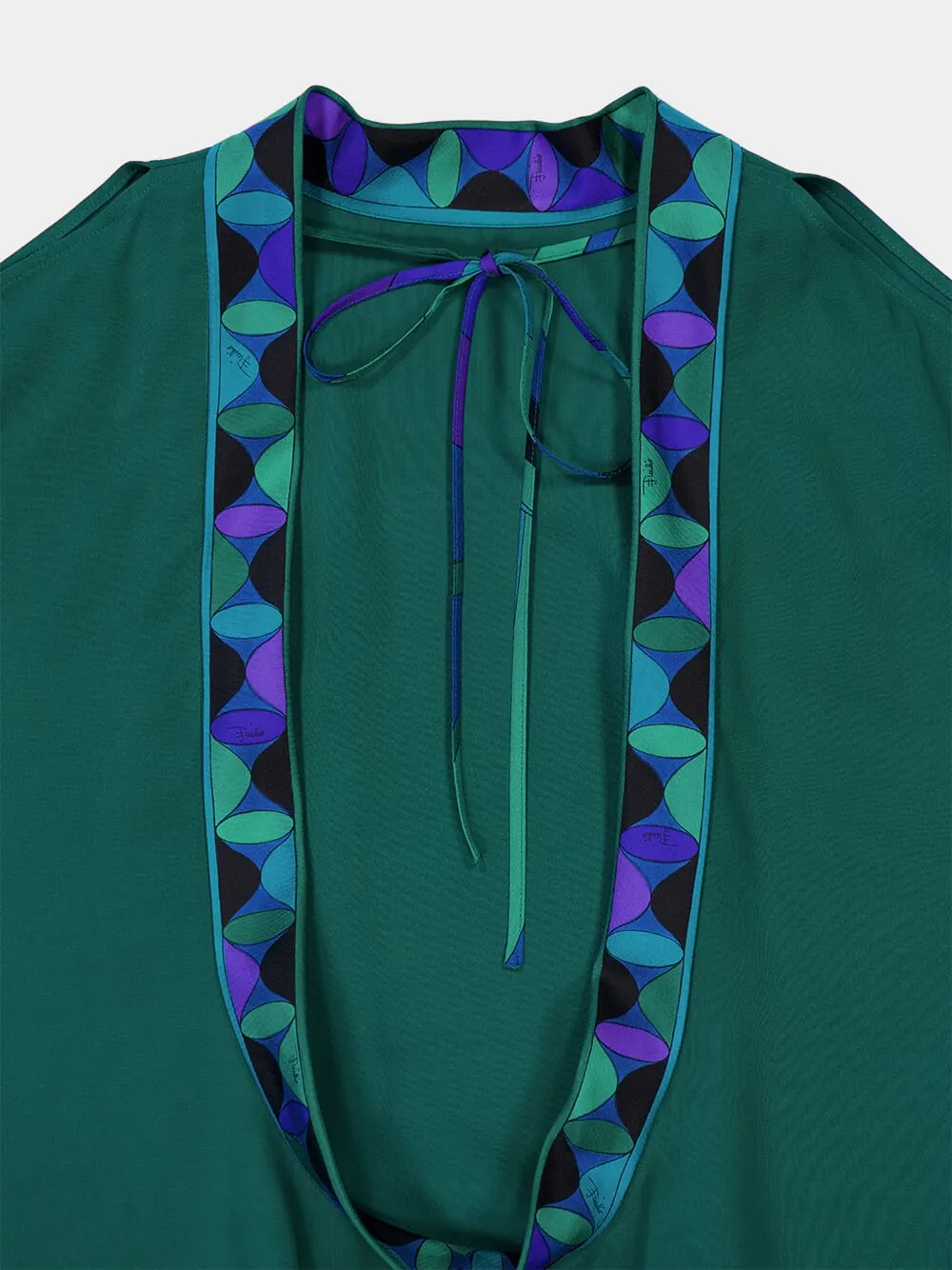 Emerald Orchidee-Print Crepe Marocain Blouse