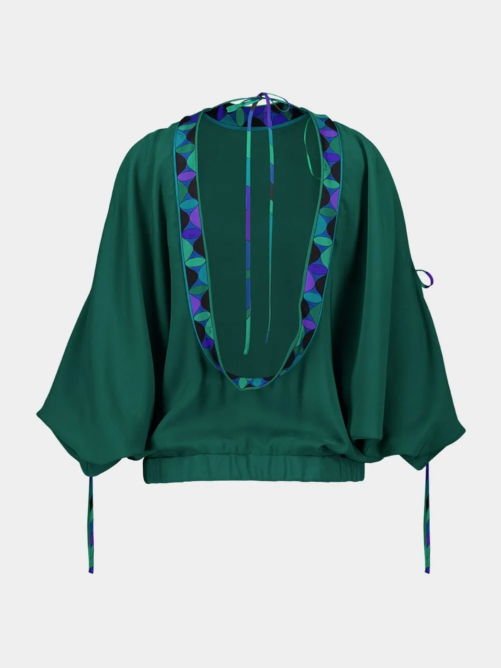 Emerald Orchidee-Print Crepe Marocain Blouse