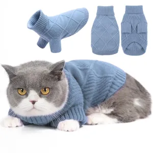 EMUST Dog Sweater – Warm Diamond Pattern Pullover for Medium Dogs (Blue, Size L)