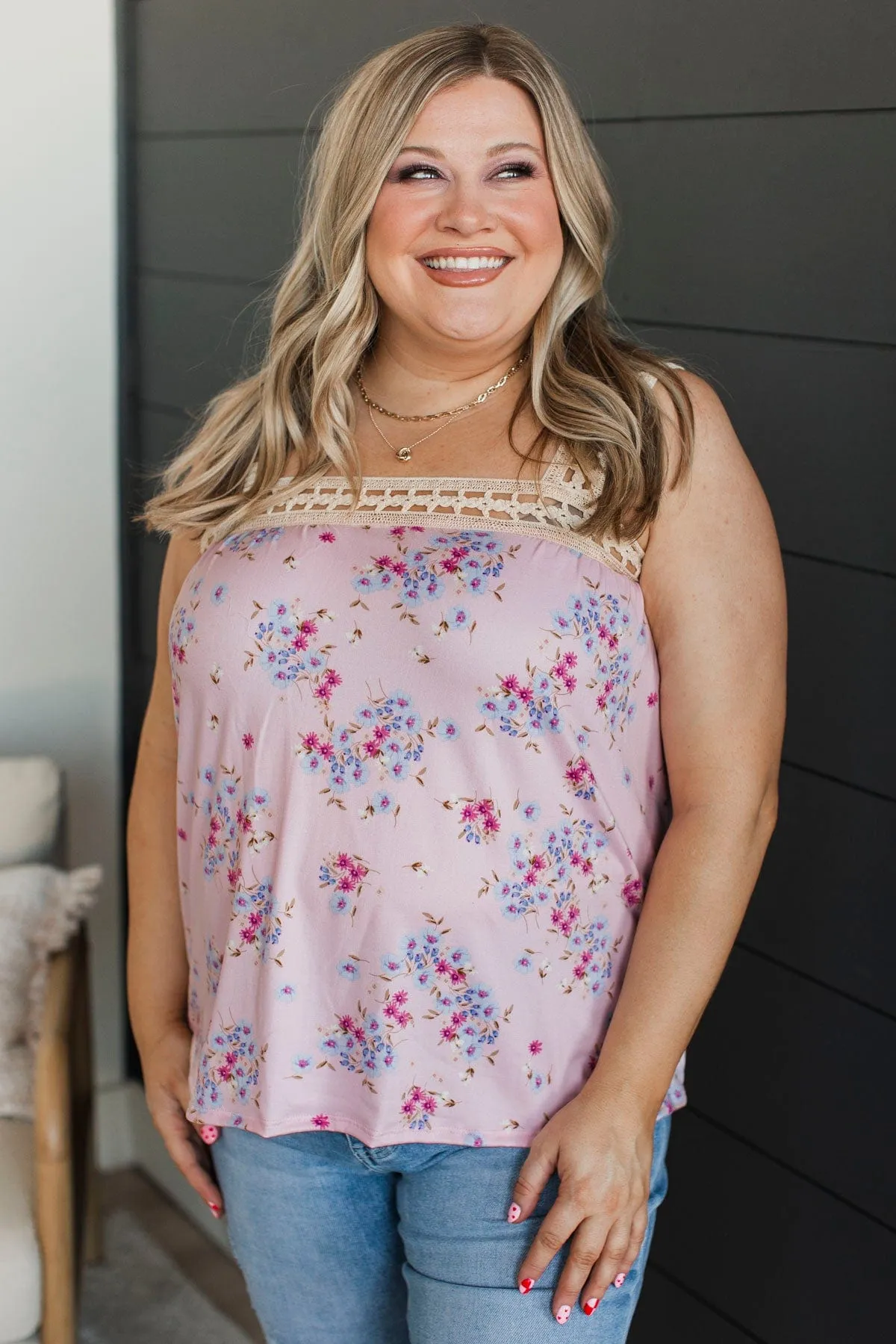 Envied By Everyone Floral Tank Top- Light Pink