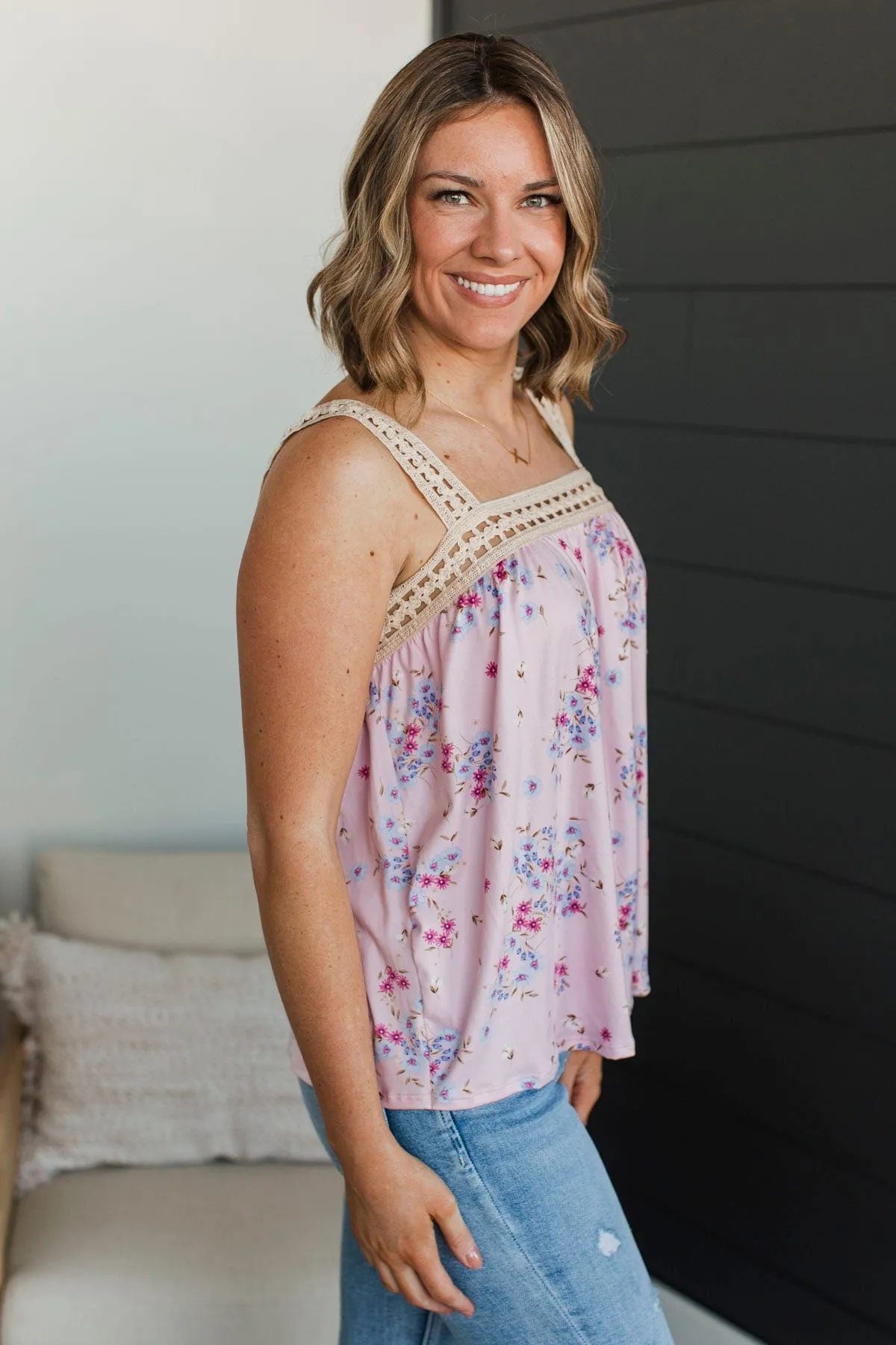 Envied By Everyone Floral Tank Top- Light Pink