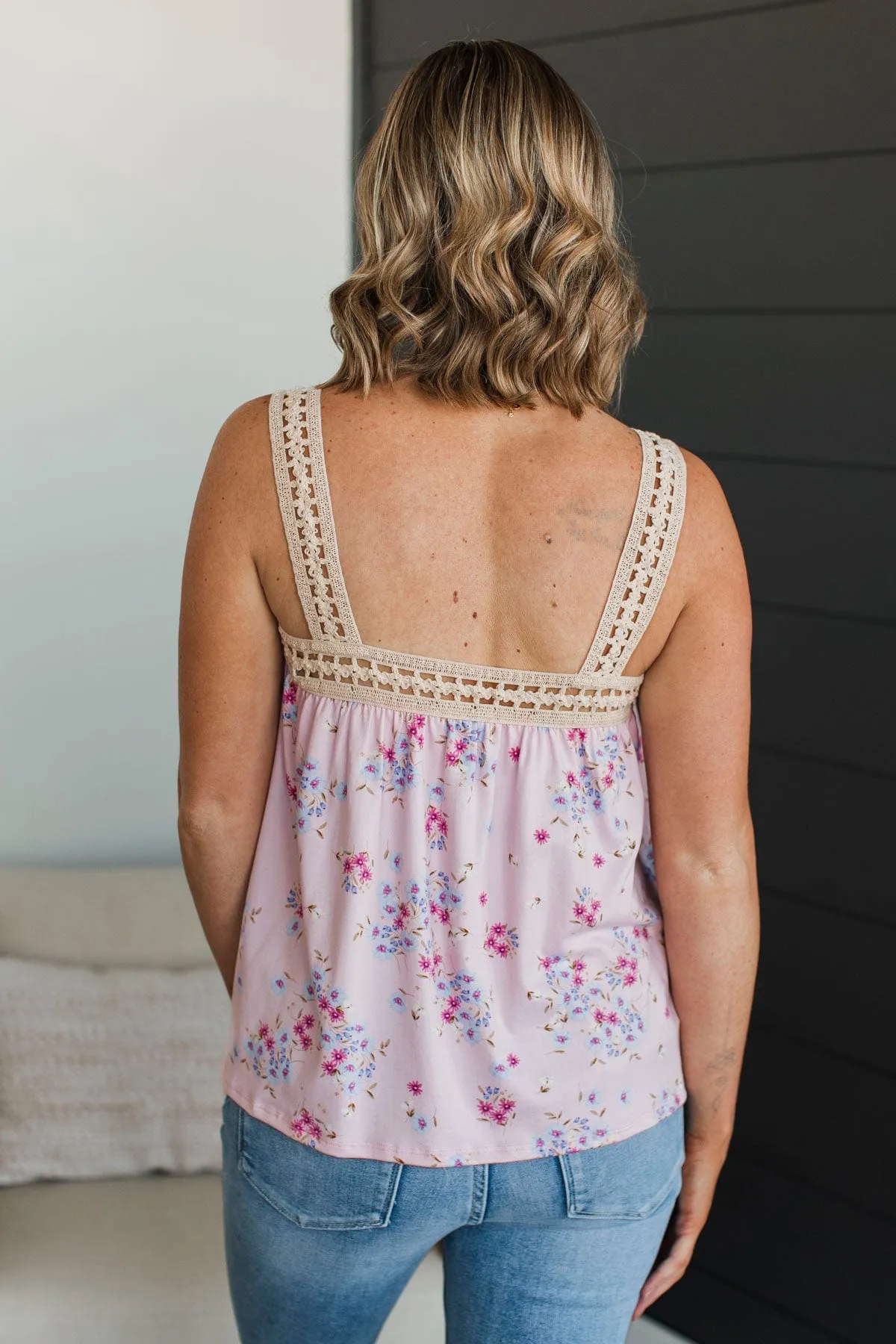 Envied By Everyone Floral Tank Top- Light Pink