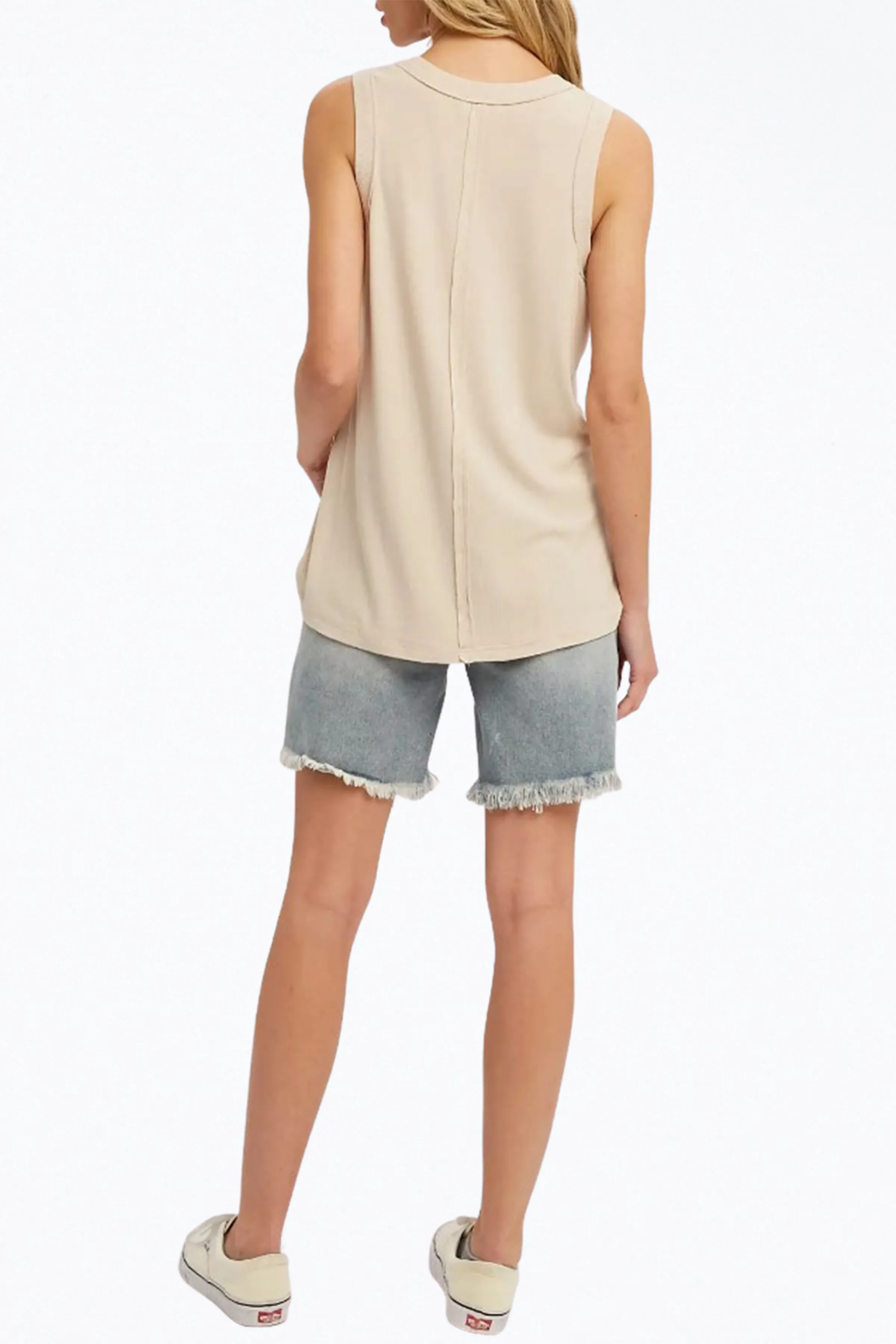 ESSENTIAL RIBBED STRETCH-JERSEY SLEEVELESS TOP