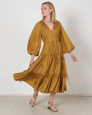 estelle tiered midi dress - olive olv