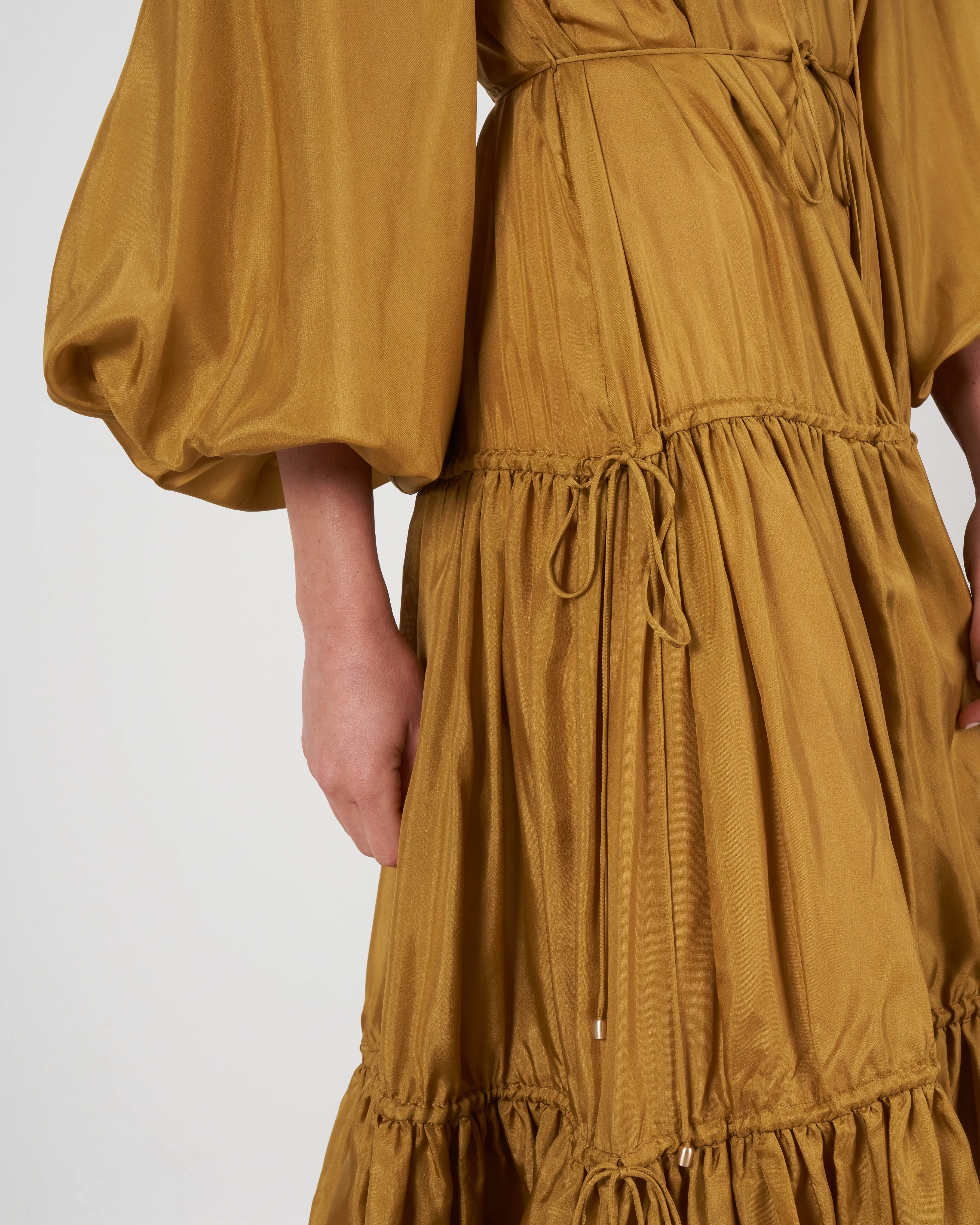 estelle tiered midi dress - olive olv