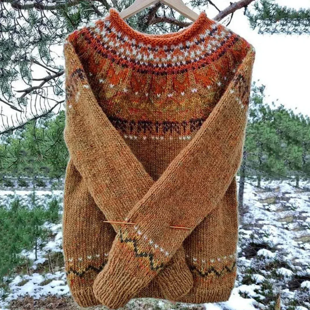 Ever | Women Warm Printed Knitted Sweater | Vintage