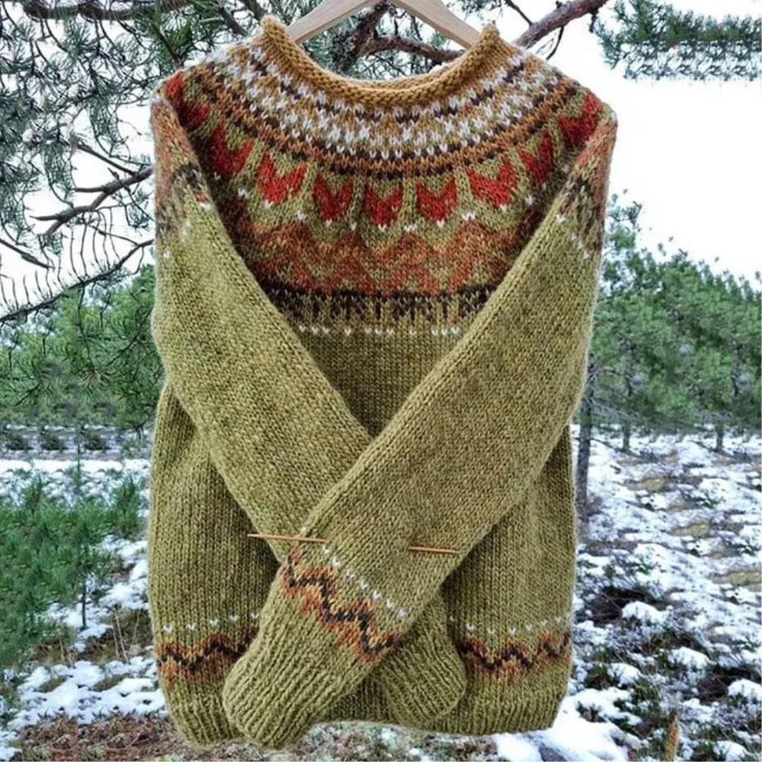 Ever | Women Warm Printed Knitted Sweater | Vintage