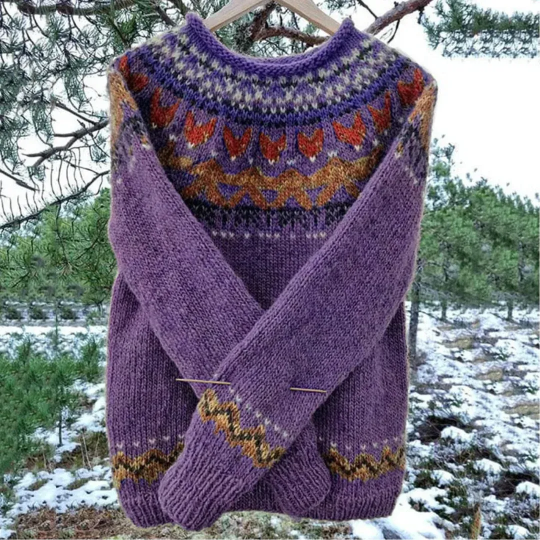 Ever | Women Warm Printed Knitted Sweater | Vintage