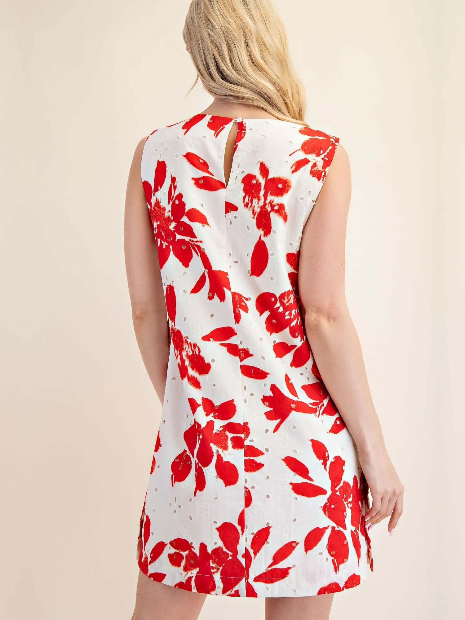 Eyelet Floral A Line Mini Dress