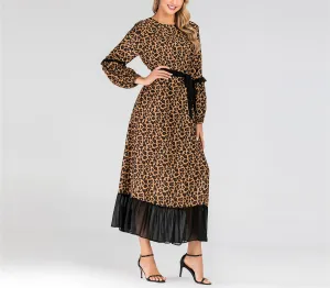 Fashion Leopard New Muslim Spinning Stitching Dress