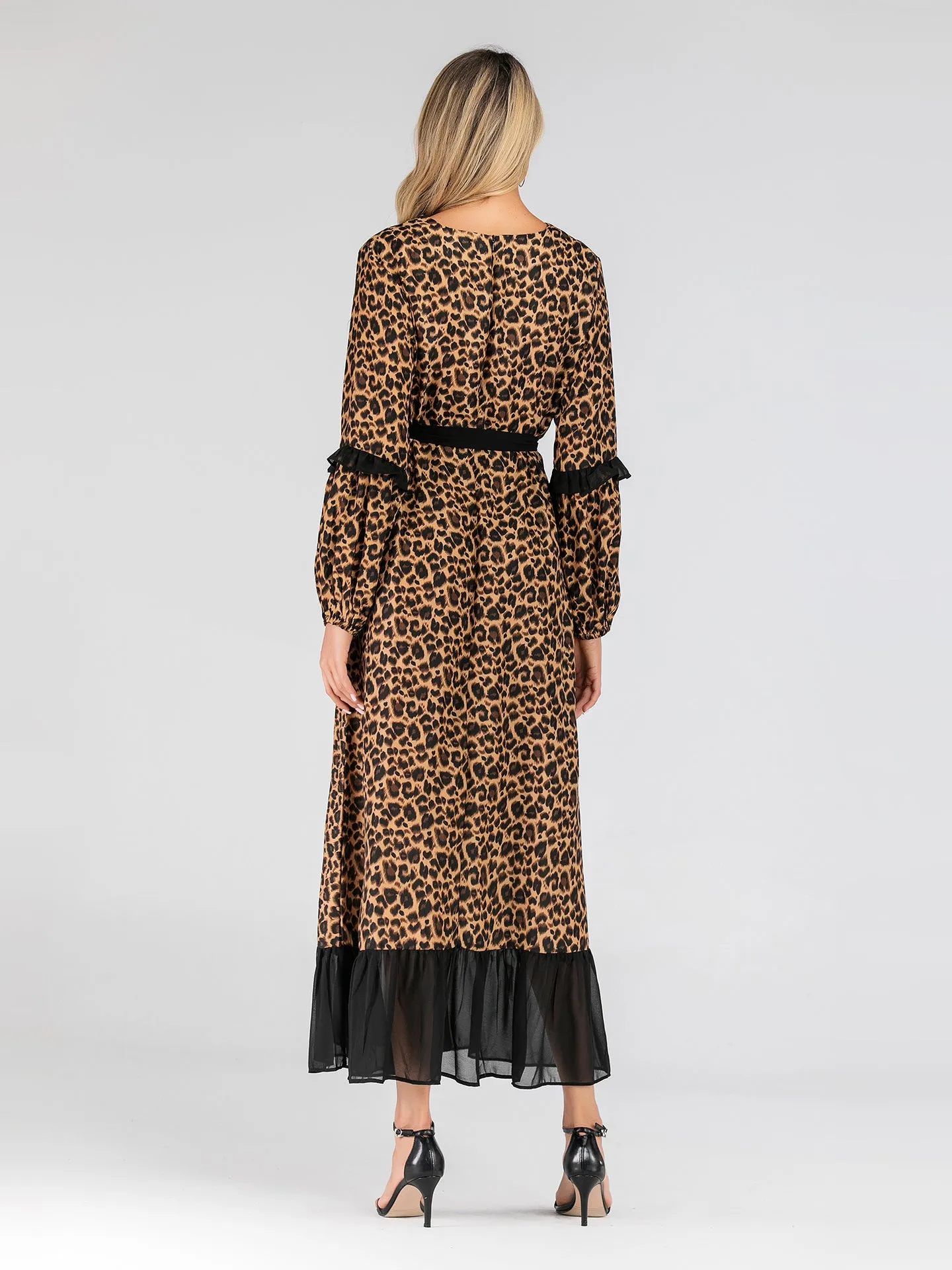 Fashion Leopard New Muslim Spinning Stitching Dress