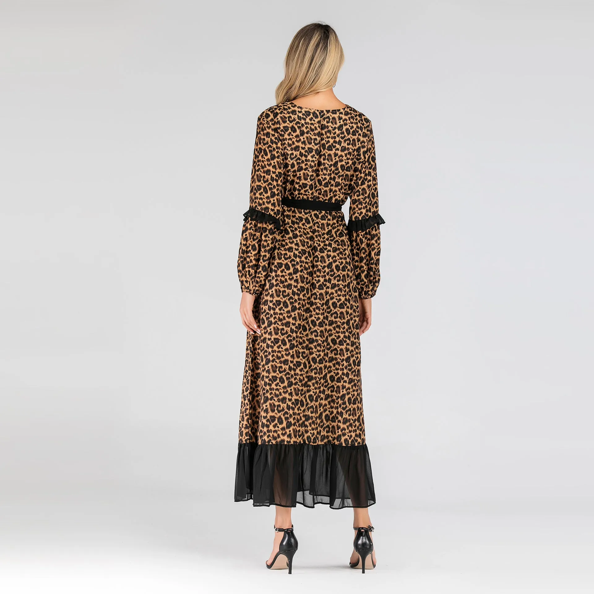 Fashion Leopard New Muslim Spinning Stitching Dress