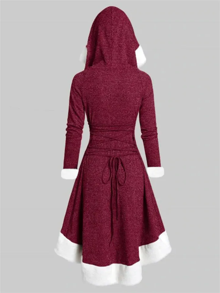 Fashion Warm Long Sleeve Hooded Dresses for Winter